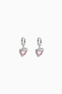 Liquid Pink Heart Earrings